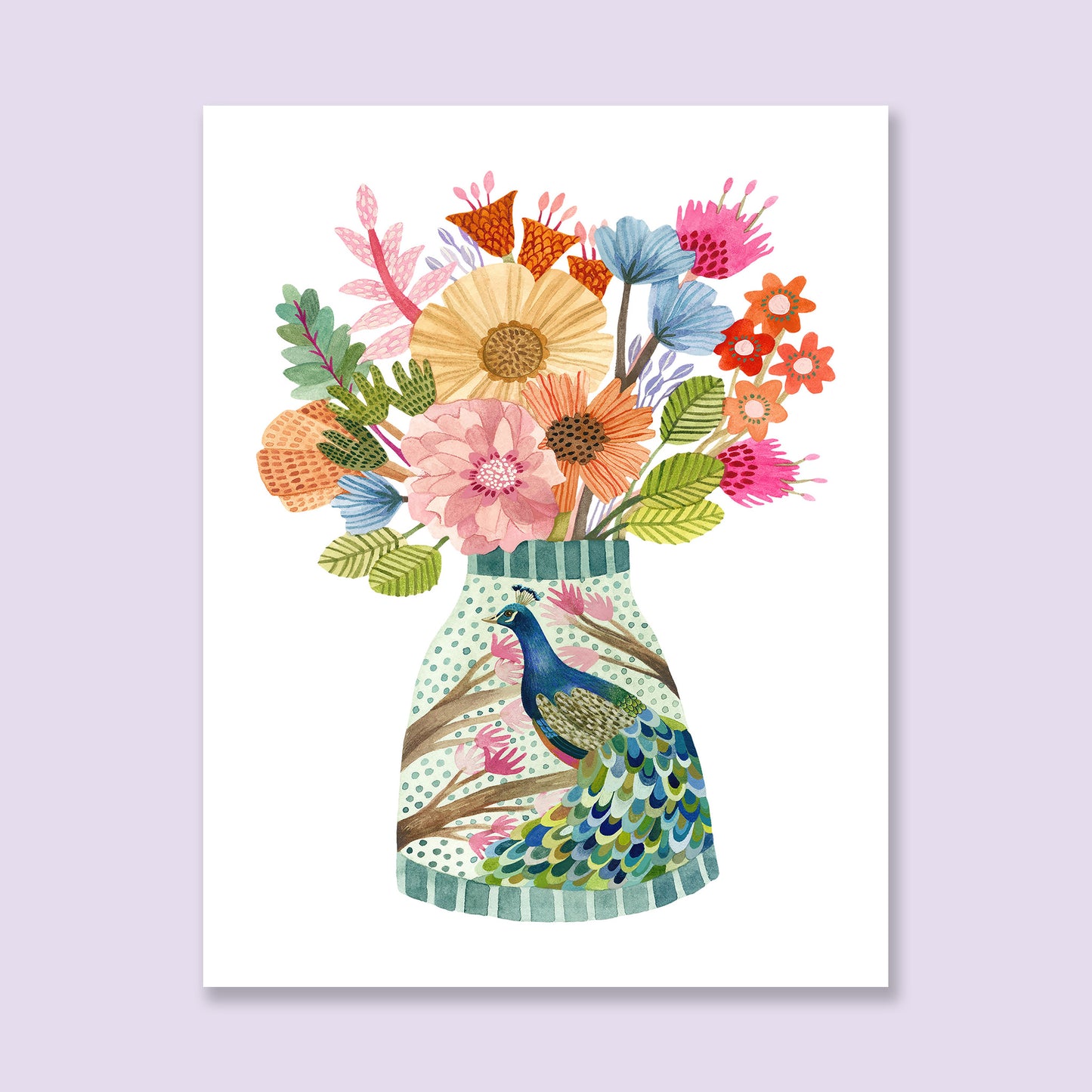 Peacock Vase Art Print