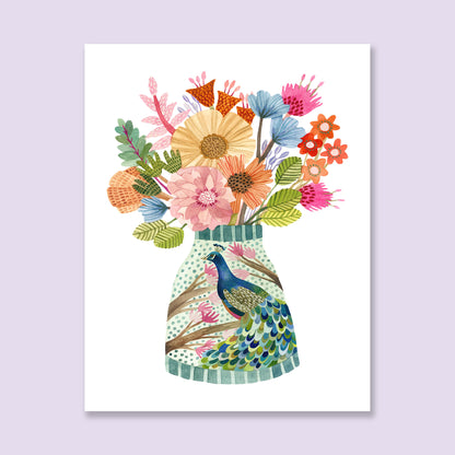 Peacock Vase Art Print