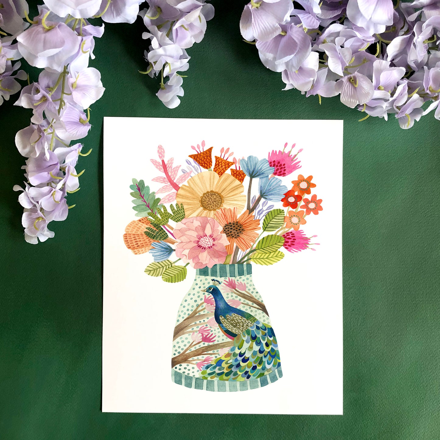 Peacock Vase Art Print