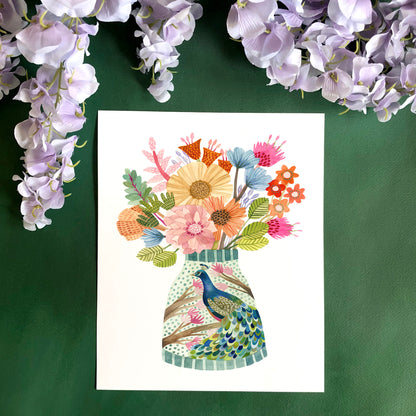 Peacock Vase Art Print