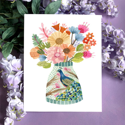 Peacock Vase Art Print