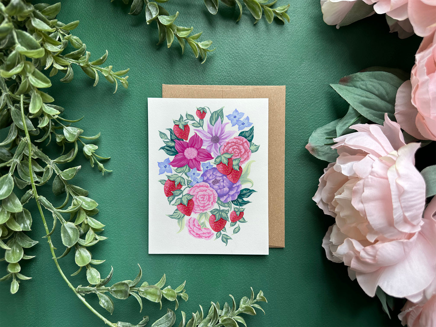 Strawberry Flower Greeting Card