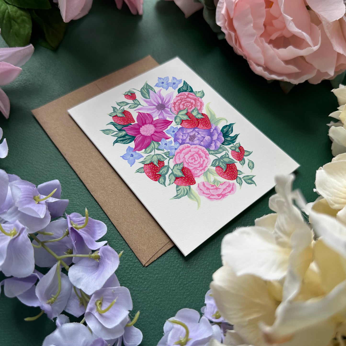 Strawberry Flower Greeting Card