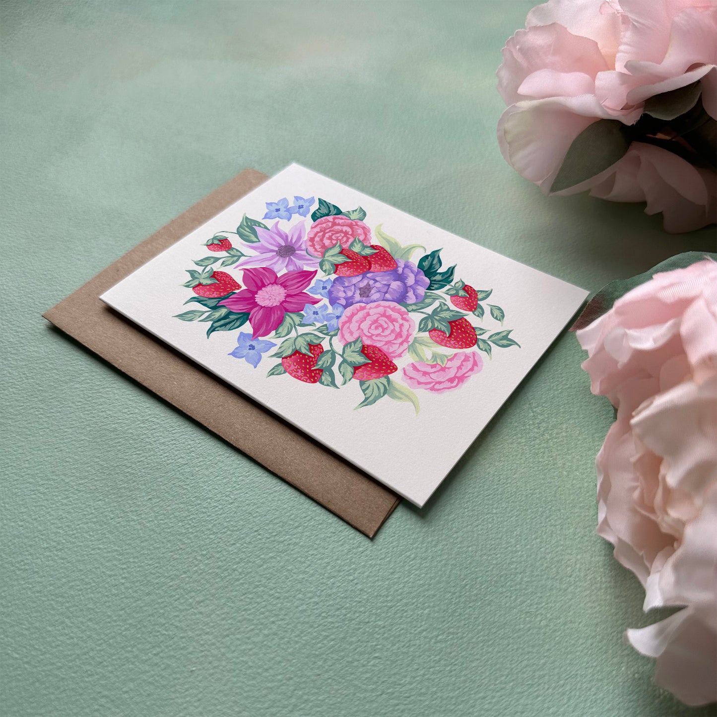Strawberry Flower Greeting Card