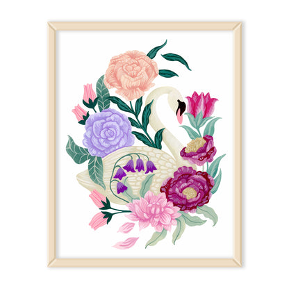 Swan Flower Art Print