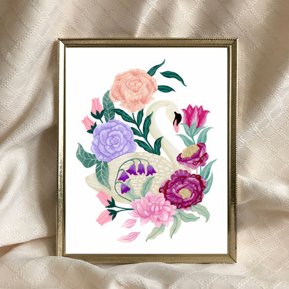 Swan Flower Art Print