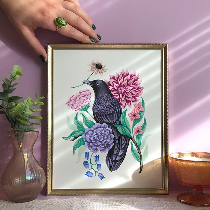 Raven Floral Art Print