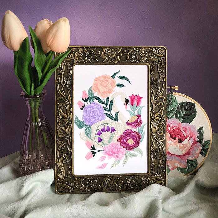 Swan Flower Art Print